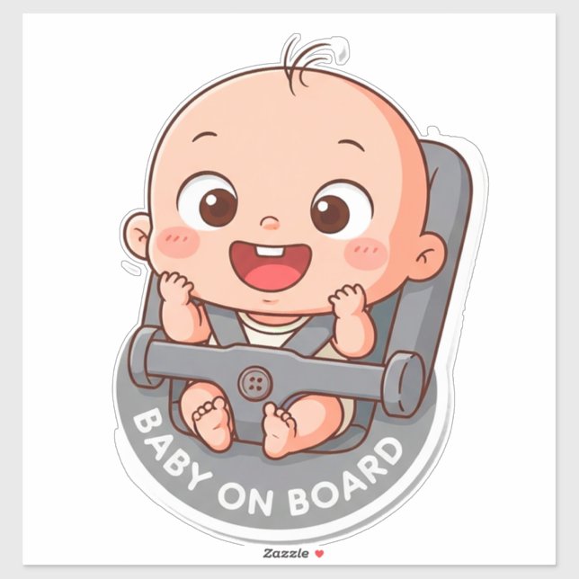 Sticker Bébé Heureux Dessin Animé (Feuille)