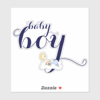 Sticker Bébé mignon garçon marine bleu typographie