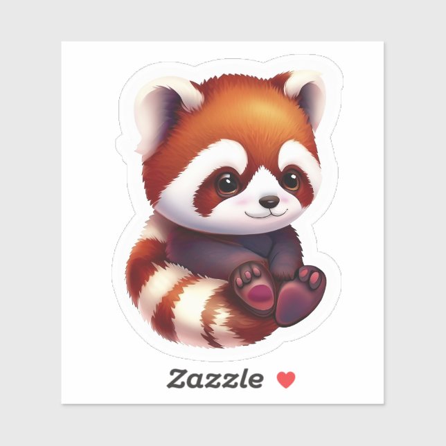 Sticker Bébé mignon Panda rouge (Feuille)