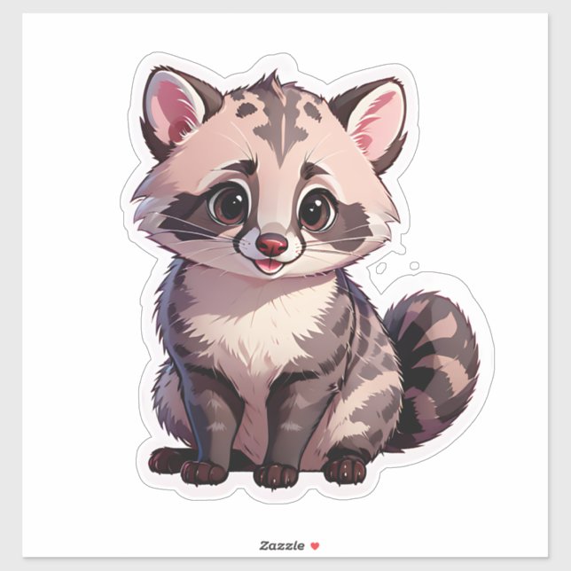 Sticker Bébé mignon Raccoon (Feuille)