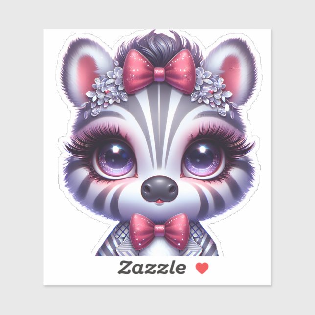 Sticker Bébé mignon Zebra (Feuille)
