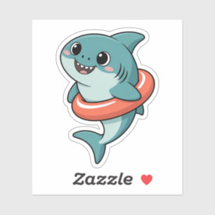 Sticker Bébé Requin Mignon Avec Flotteur Enfants
