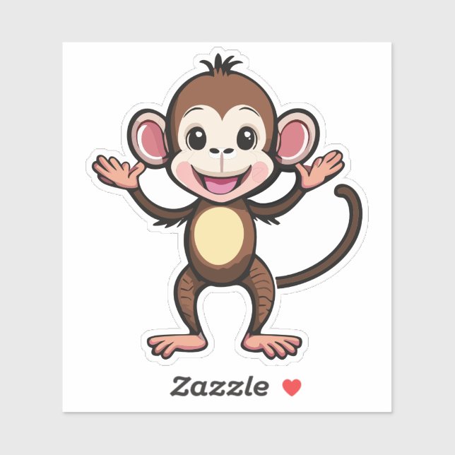 Sticker Bébé singe mignon dansant un jig incroyable (Feuille)