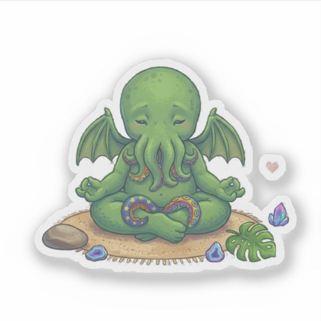 Sticker Bébé Yoga Cthulhu (Devant)