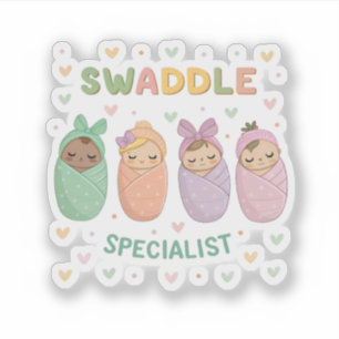 Sticker Bébés emmaillotés pastel Art de nurserie mignon