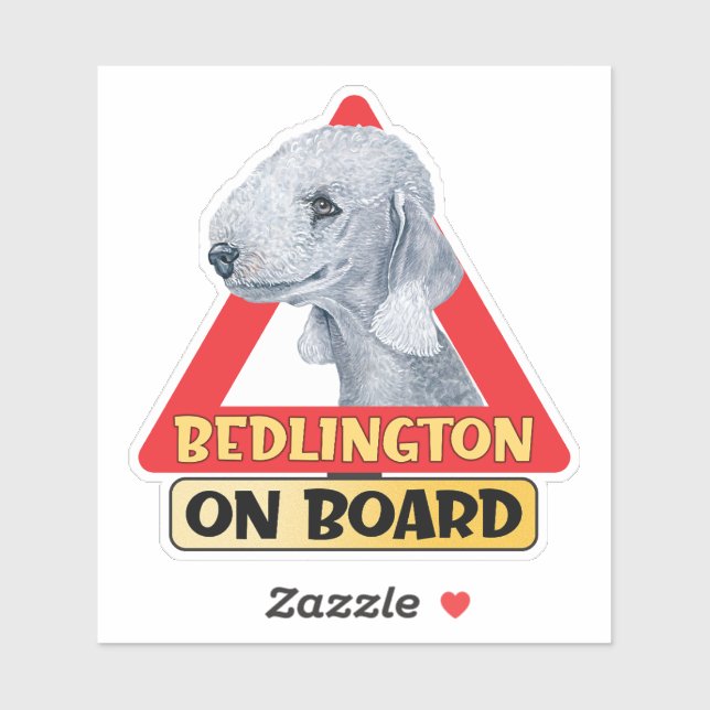 Sticker Bedlington À Bord Terrier Chien Signal Rouge De Tr (Feuille)