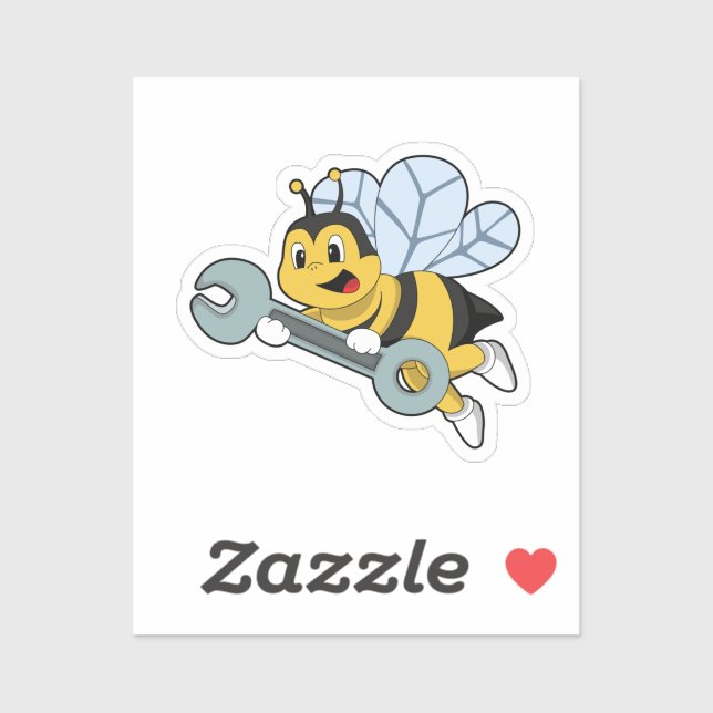 Sticker Bee as Mechanic with Wrench (Feuille)