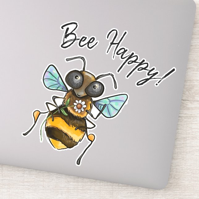Sticker Bee Happy Adorable abeille (Détail)