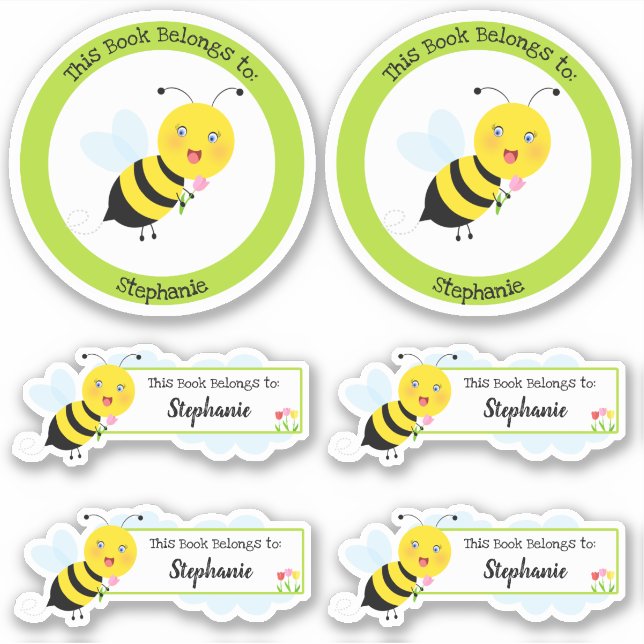 Sticker Bee in Tulip Garden Ce livre appartient à (Devant)