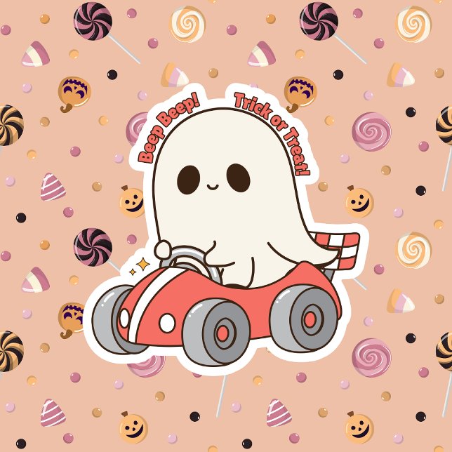 Sticker Béep doux Béep Trick ou traiter Halloween Ghost (Créateur téléchargé)