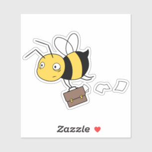 Sticker Beezness Bee, Fatigué Stress Bee Holding Porte-doc