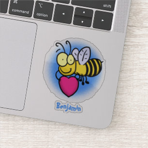 Sticker Belle abeille drôle avec dessin animé du coeur