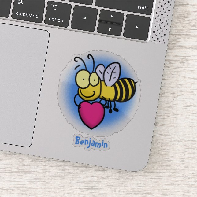 Sticker Belle abeille drôle avec dessin animé du coeur (Détail)