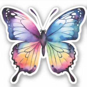 Sticker Belle aquarelle Arc-en-ciel Monarque Papillon
