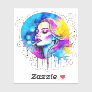Sticker Belle aquarelle femme Abstraite