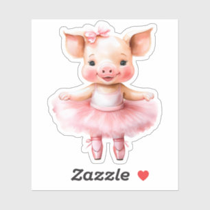 Sticker Belle ballerine de cochon danse ballet