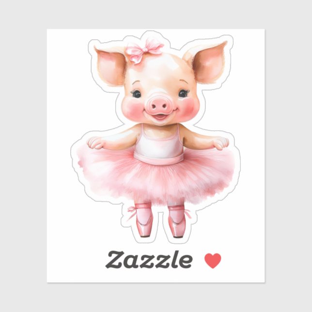Sticker Belle ballerine de cochon danse ballet (Feuille)