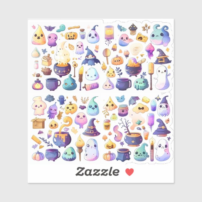 Sticker Belle caricature halloween (Feuille)