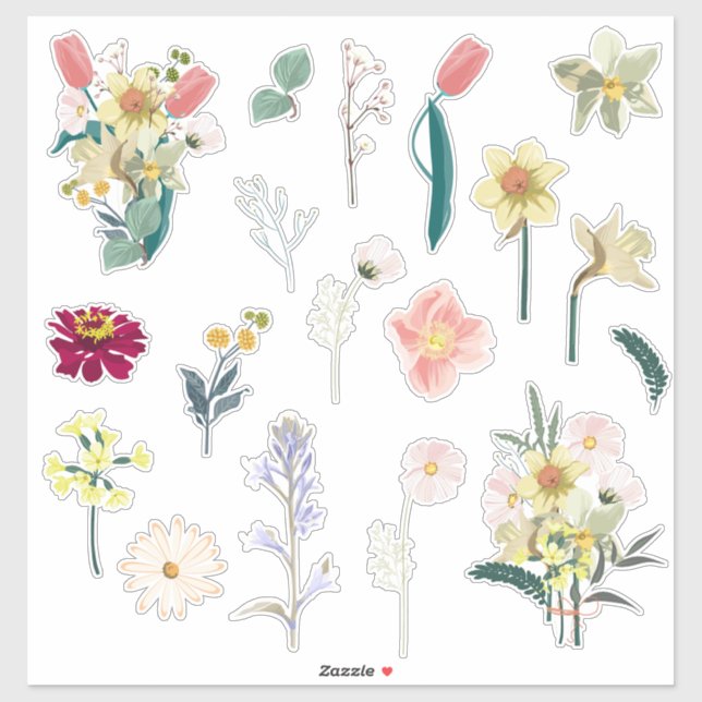 Sticker Belle collection romantique de fleurs de printemps (Feuille)