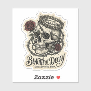 Sticker Belle Décadence Sombre Romantique Crâne de Motard 