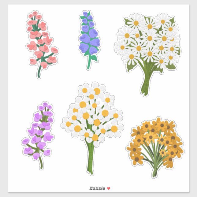 Sticker Belle Felt Look Fleur Bouquets Daisies (Feuille)