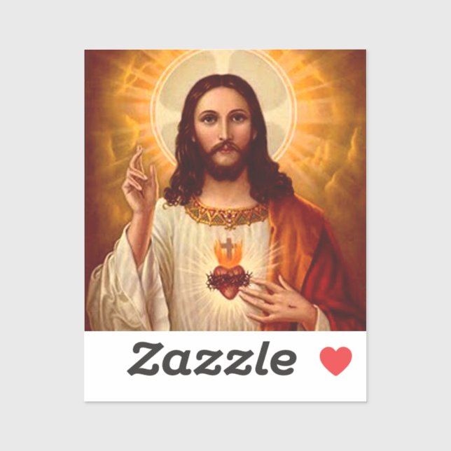 Sticker Belle image religieuse du Sacré-Cœur de Jésus (Feuille)