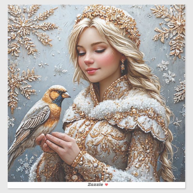 Sticker Belle jeune fille de neige (Feuille)