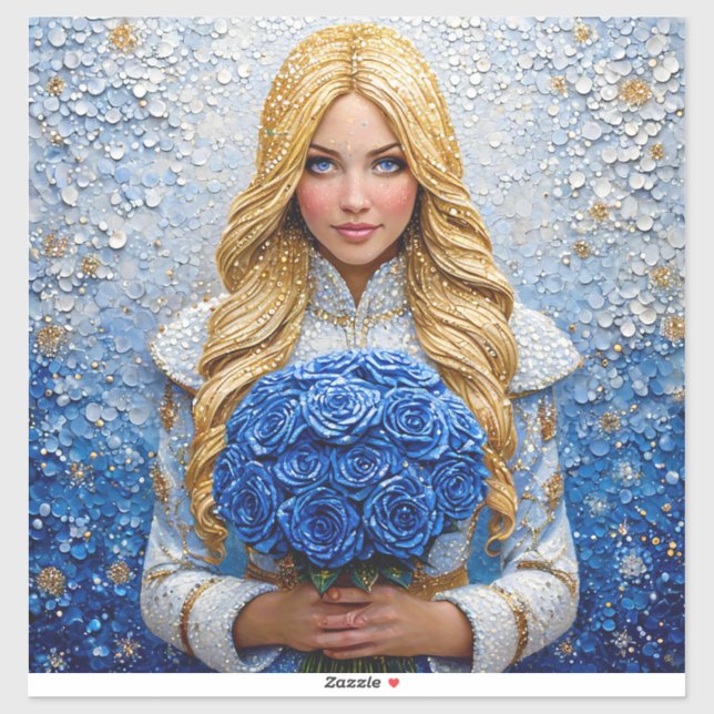 Sticker Belle jeune fille de neige (Feuille)