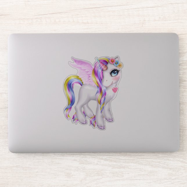 Sticker Belle licorne avec Rainbow Mane & Tail (Ordinateur)