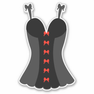 Sticker Belle lingerie noire et rouge