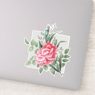 Sticker Belle oeillet rose Vintage   BG Argent