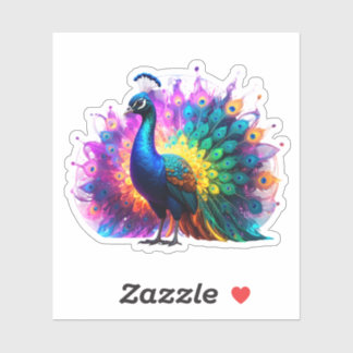 Sticker Belle Peacock Art coloré