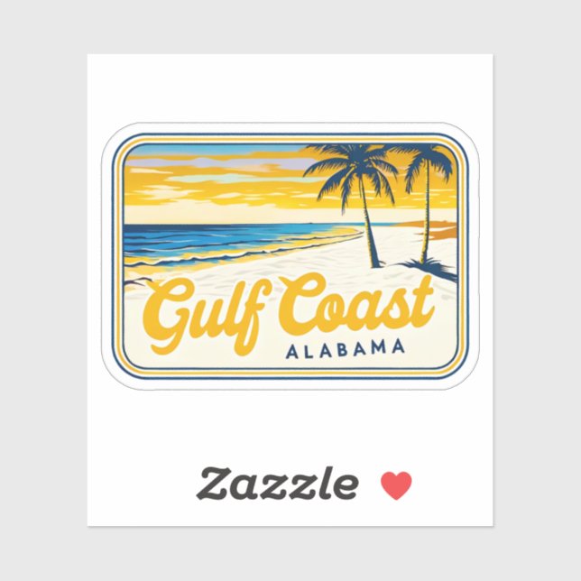 Sticker Belle plage de la Côte du Golfe-Alabama (Feuille)