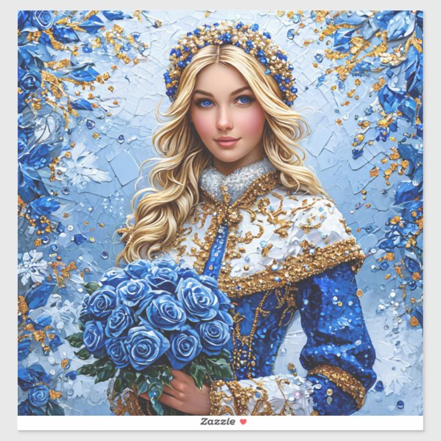 Sticker Belle Princesse de Neige Saisonnière Vierge des Ne (Feuille)
