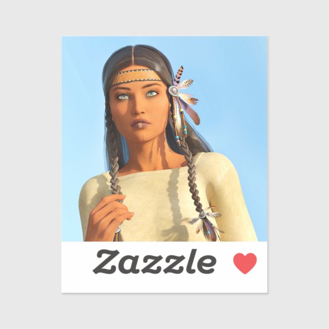 Sticker Belle tenue autochtone amérindienne (Feuille)