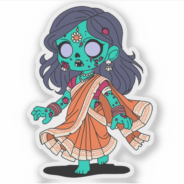Sticker Belle Zombie indienne (Devant)