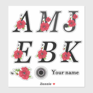 Sticker Belles lettres alphabétiques pour monogrammes