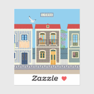 Sticker Belles maisons portugaises avec tuiles ou azulejos