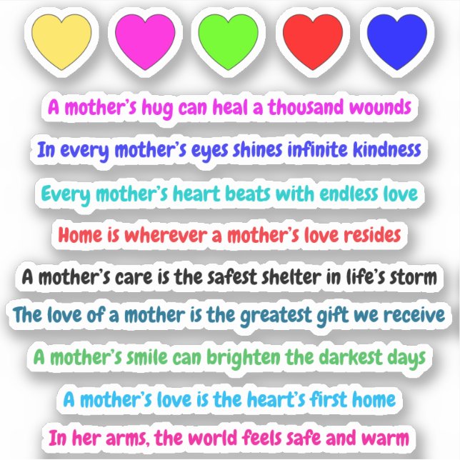 Sticker Belles paroles pour mère (Citations d'amour) Stick (Devant)