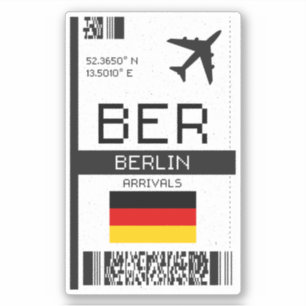 Sticker BER Berlin Boarding Pass - Allemagne Travel