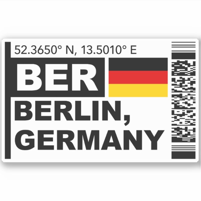 Sticker BER Berlin Boarding Pass - Germany Travel (Devant)