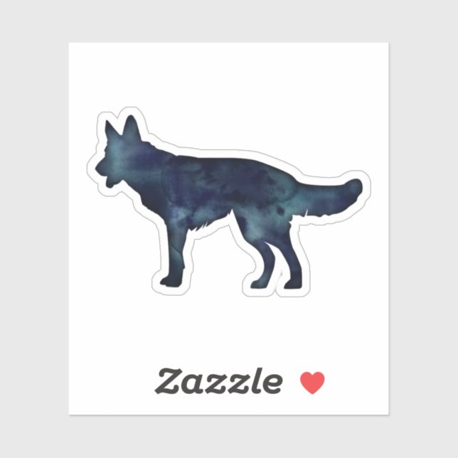 Sticker Berger allemand noir Aquarelle Silhouette (Feuille)