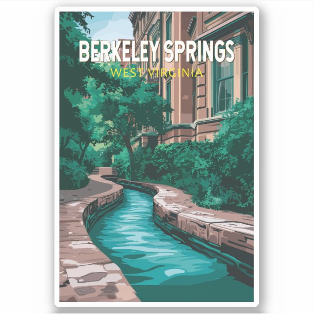Sticker Berkeley Springs West Virginia Illustration Voyage (Devant)