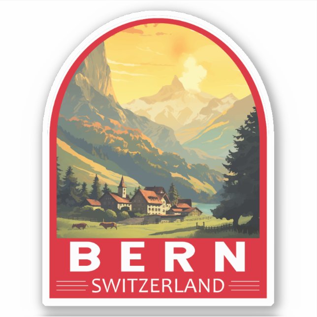Sticker Berne Suisse Travel Art Vintage (Devant)