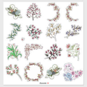 Sticker Berries et fleurs Collage Fiche artisanale Belle