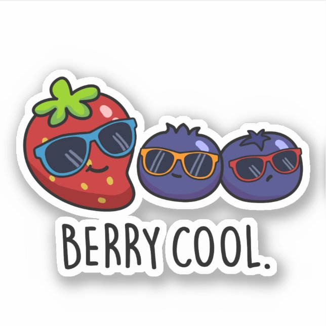 Sticker Berry Cool Funny Fraise Blueberry Pun (Devant)