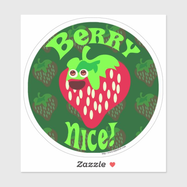 Sticker Berry Nice Cute Strawberry Cartoon Art amusant (Feuille)