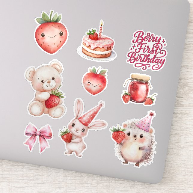 Sticker Berry Premier anniversaire Enfants fraise (Détail)