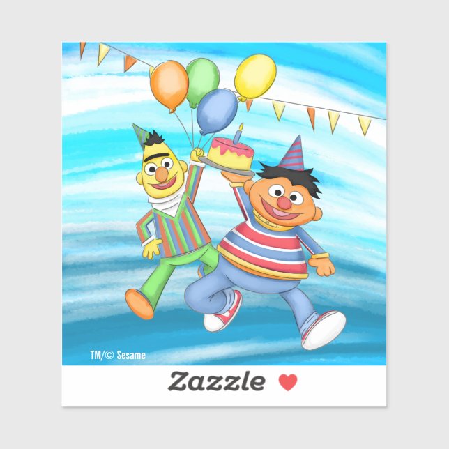 Sticker Bert et Ernie Balloons d'anniversaire (Feuille)