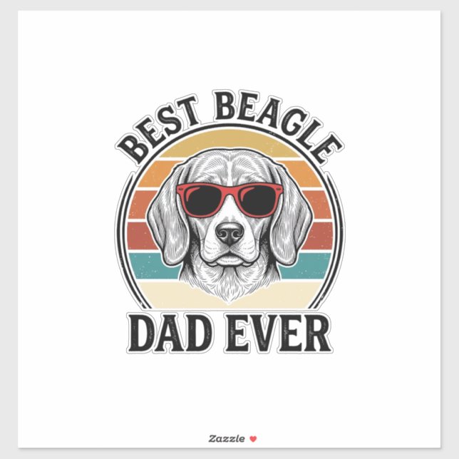 Sticker Best Beagle Dad Ever Vintage Beagle Shirt Design_1 (Feuille)